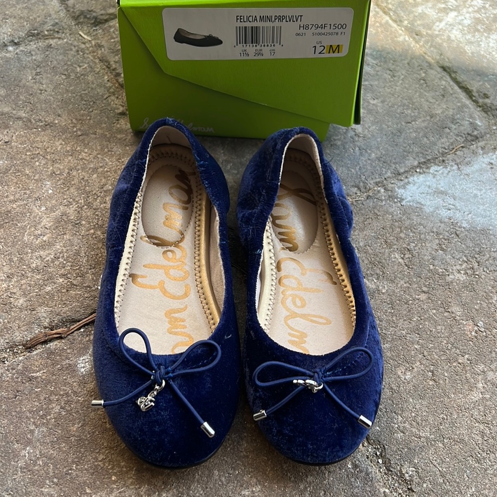 NEW Sam Edelman Velvet Blue Felicia mini Ballet Flat size 12